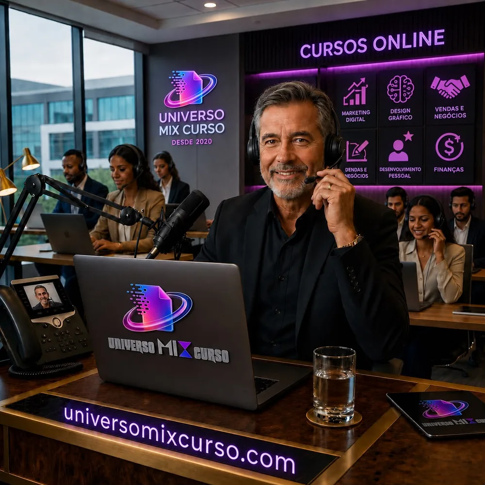 Equipe e ambiente digital do Universo Mix Curso